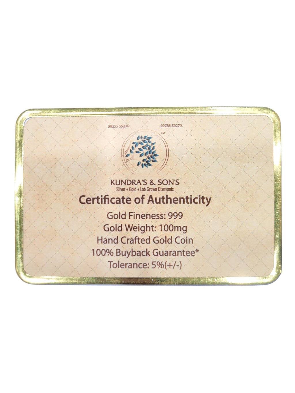 GOLD COIN 100MG GANESH WITH DESIGNER CARD (2)