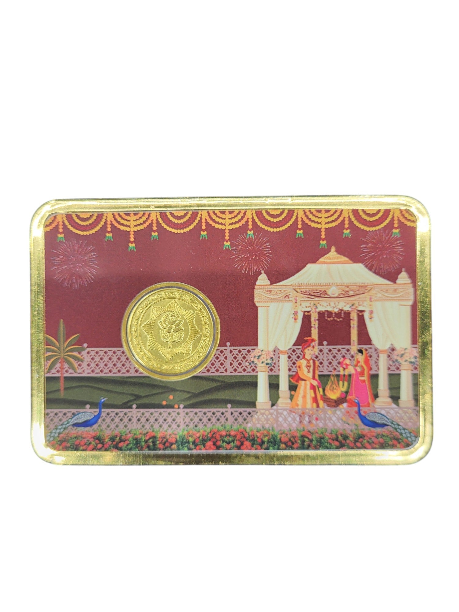 GOLD COIN 100MG ROSE WITH DESIGNER CARD (1)