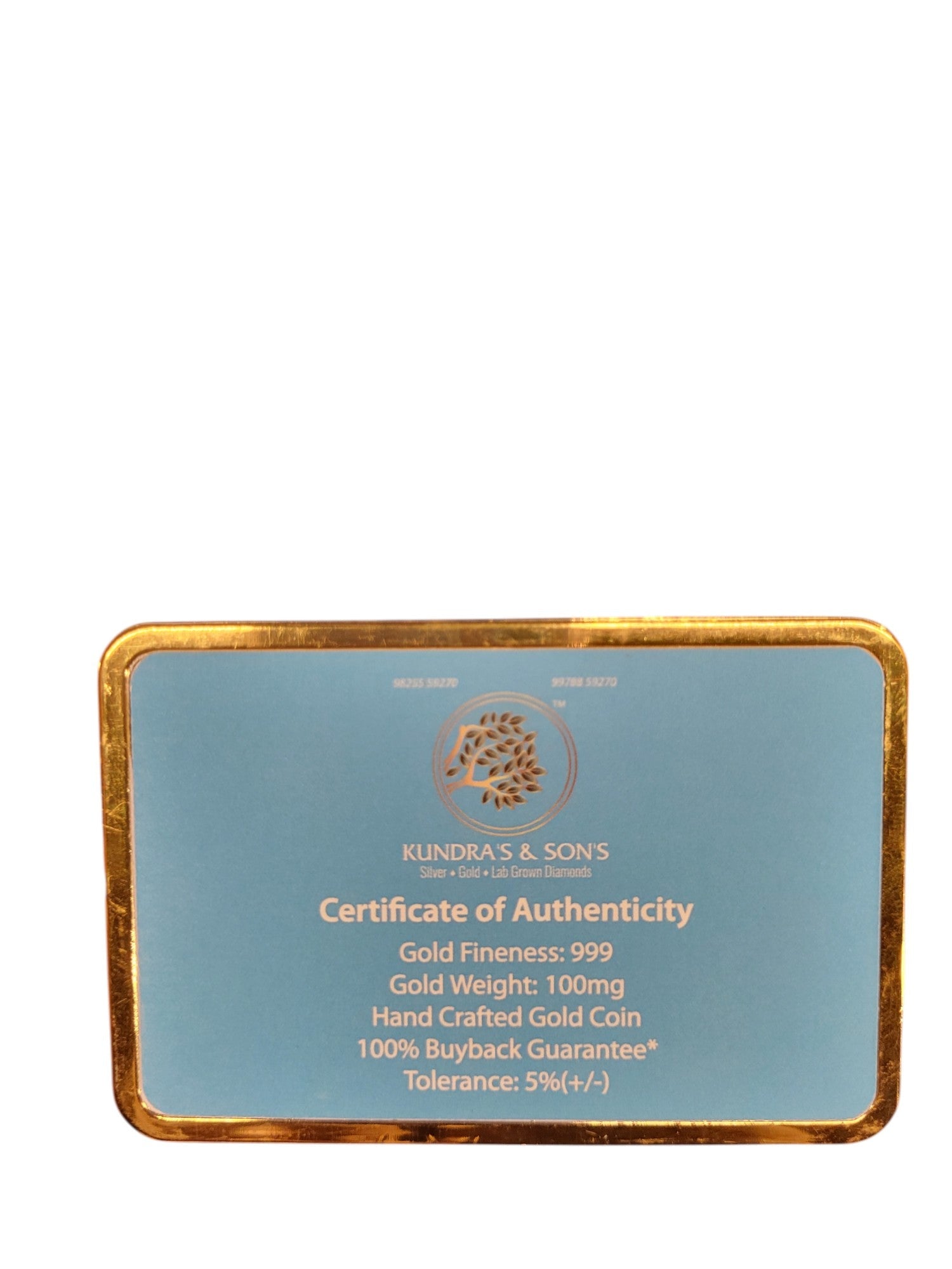 GOLD COIN 100MG ROSE WITH DESIGNER CARD (2)