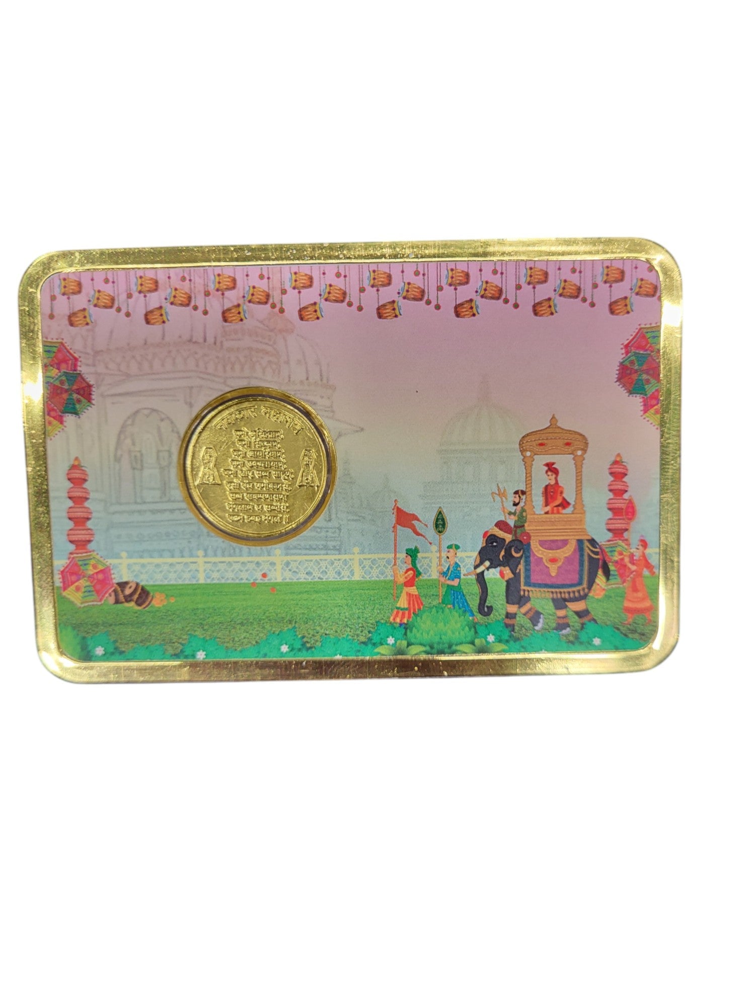 GOLD COIN 100MG NAMOKAR MANTRA WITH DESIGNER CARD