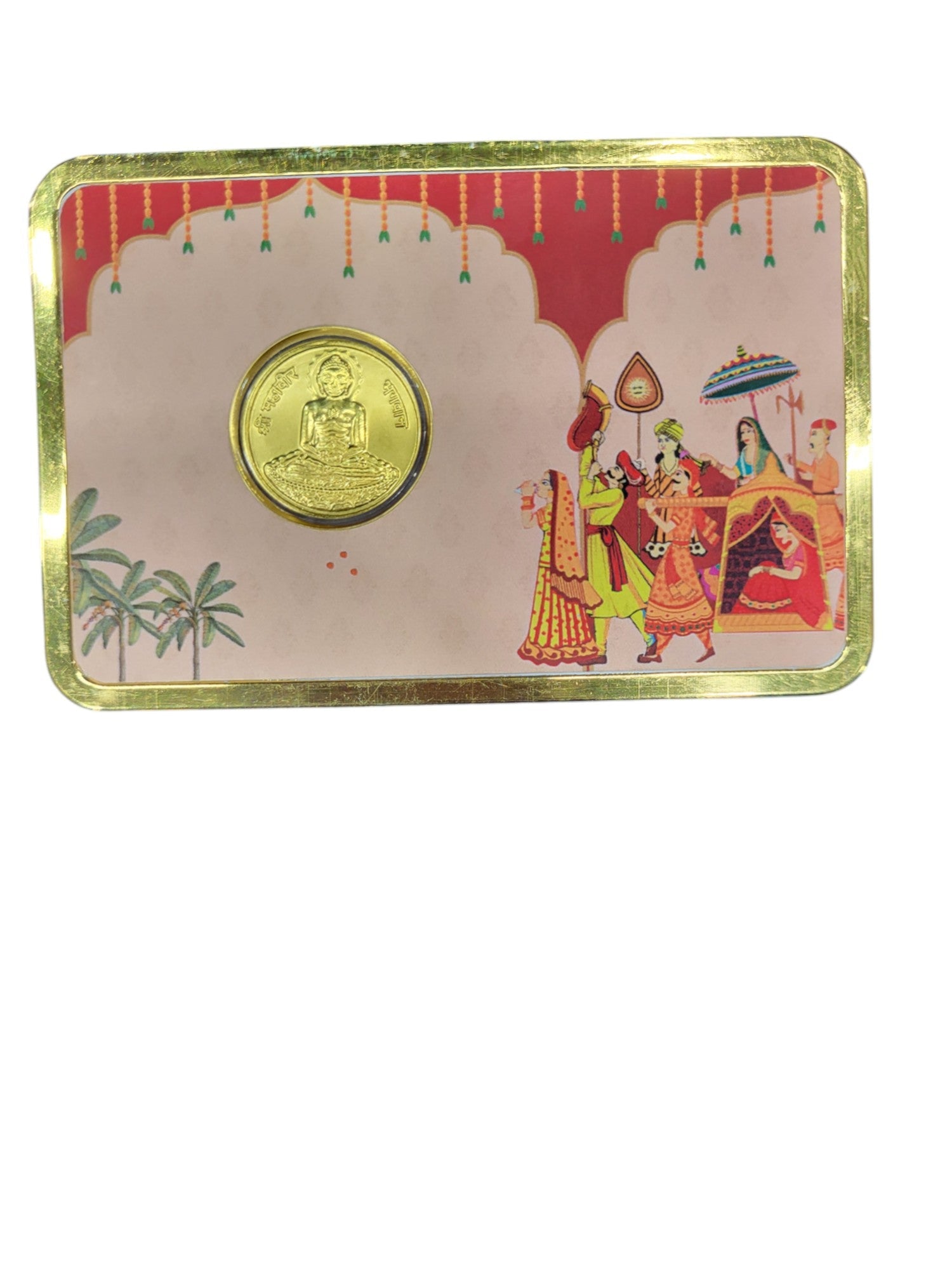 GOLD COIN 100MG MAHAVEER SWAMI WITH DESIGNER CARD