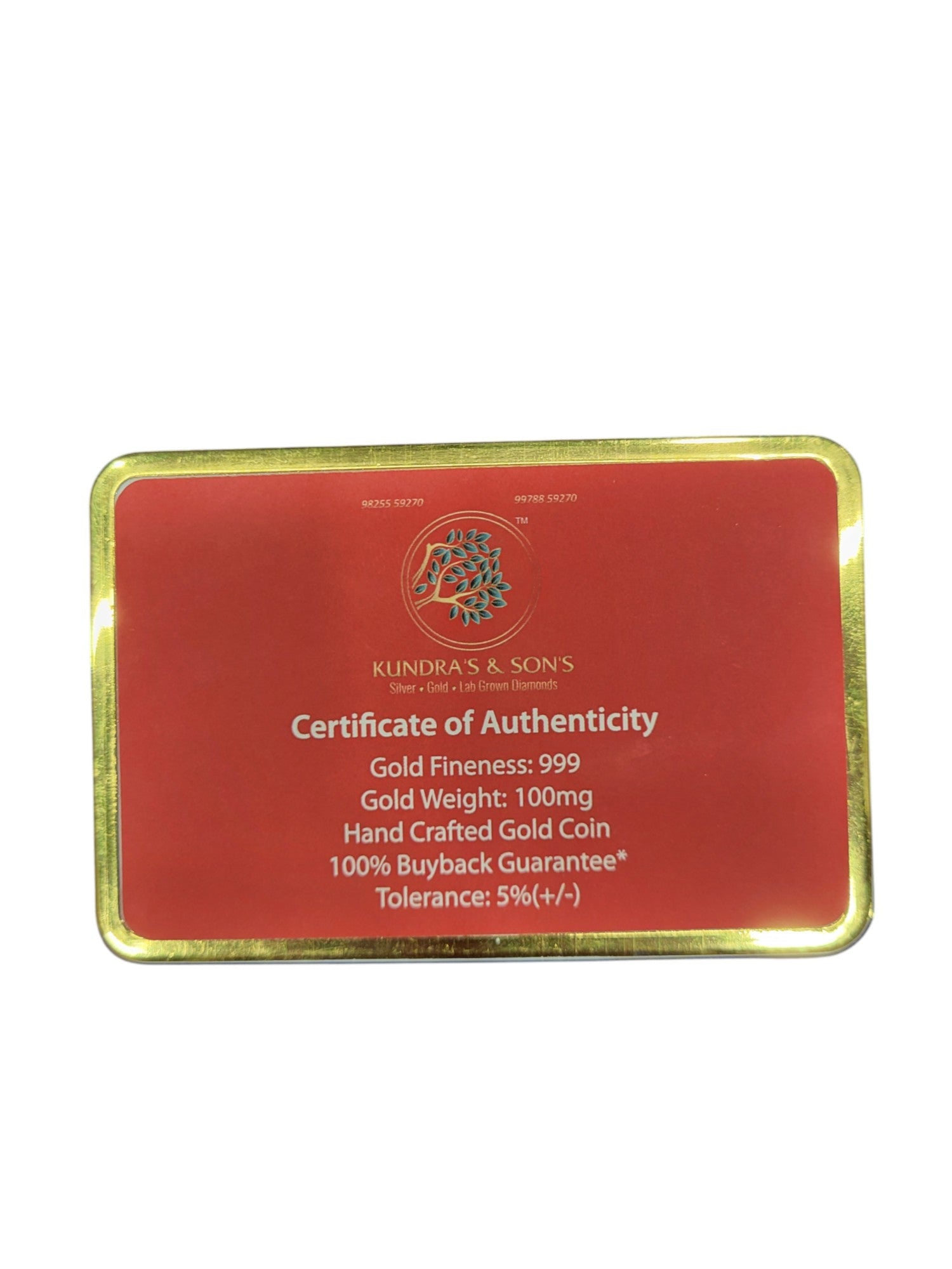 GOLD COIN 100MG MAHAVEER SWAMI WITH DESIGNER CARD