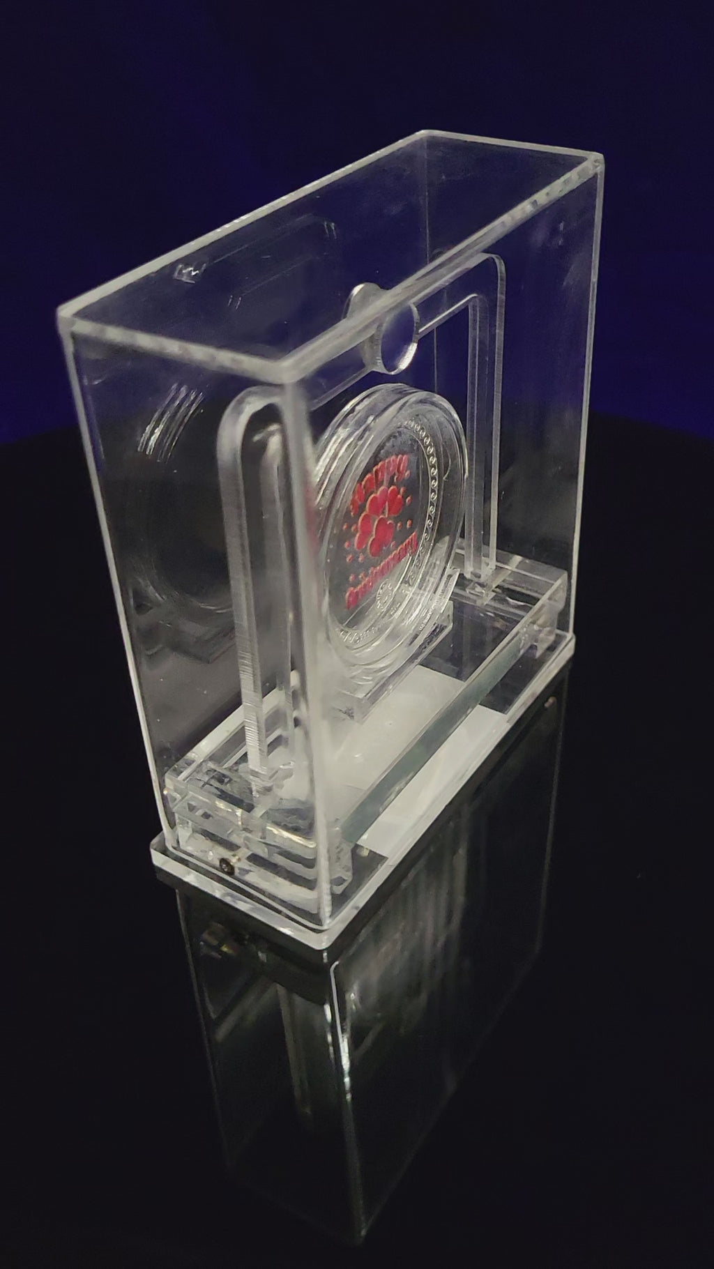 COLOUR COIN TROPHY SET IN ACRYLIC BOX ANNIVERSARY