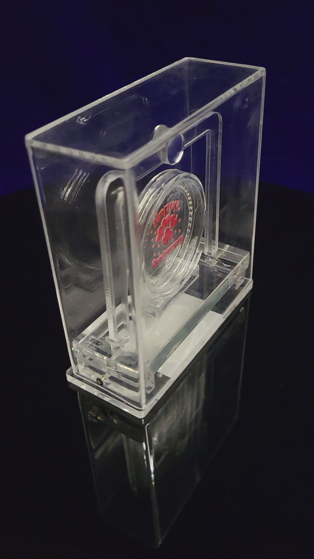 COLOUR COIN TROPHY SET IN ACRYLIC BOX ANNIVERSARY