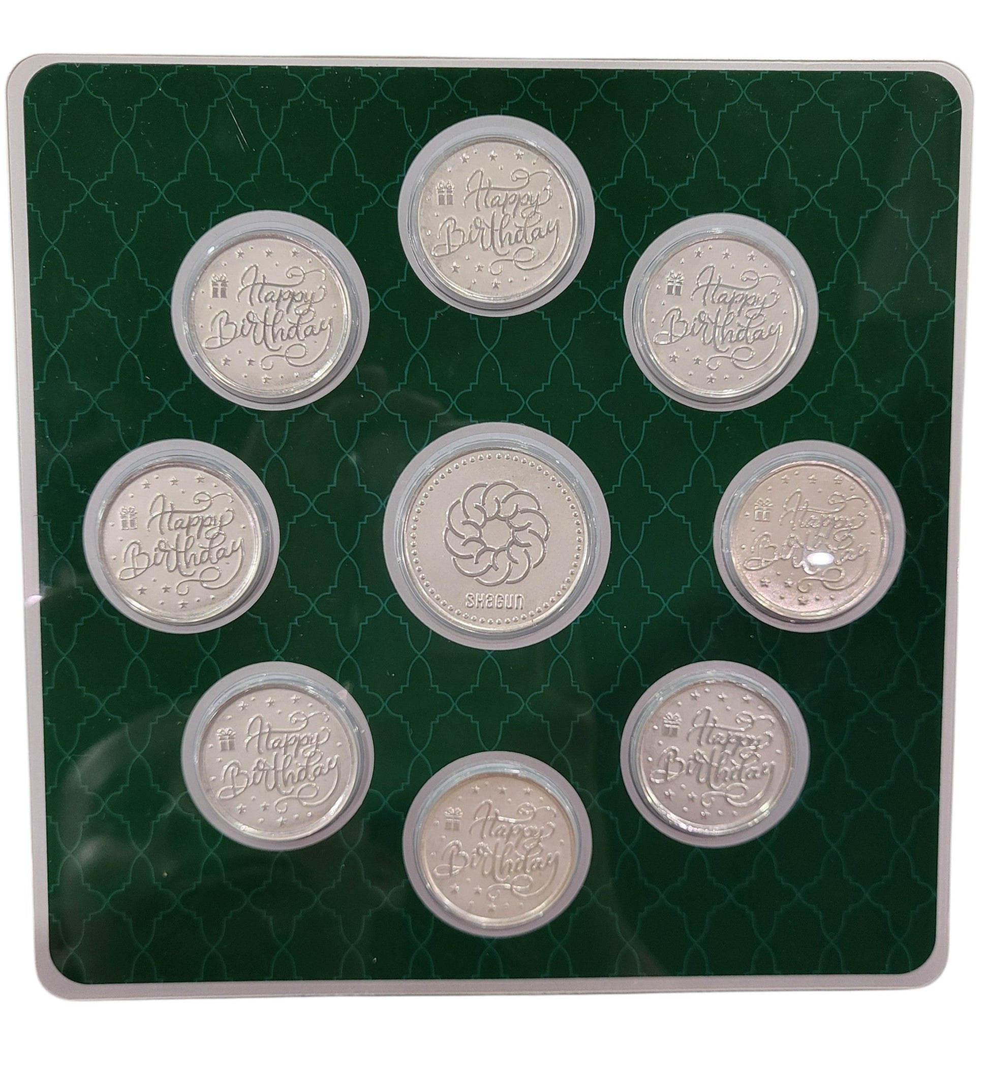 MUSICAL BOX- HPY BRDY - WH/GREEN WITH SILVER COIN HAPPY BIRTHDAY - GREEN 10 GM (HBX8 + RSX1)